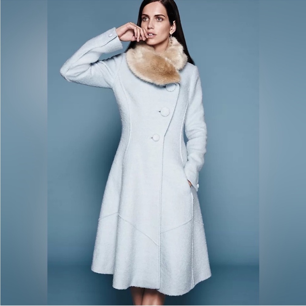 RARE Elevenses (for Anthropologie) wool coat with removable fur collar